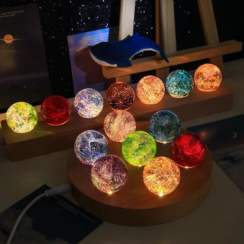 4/6/8cm 판타지 컬러풀 유리 별 공 발광 행성 천 - Solar System Orrery 리뷰 및 가격
